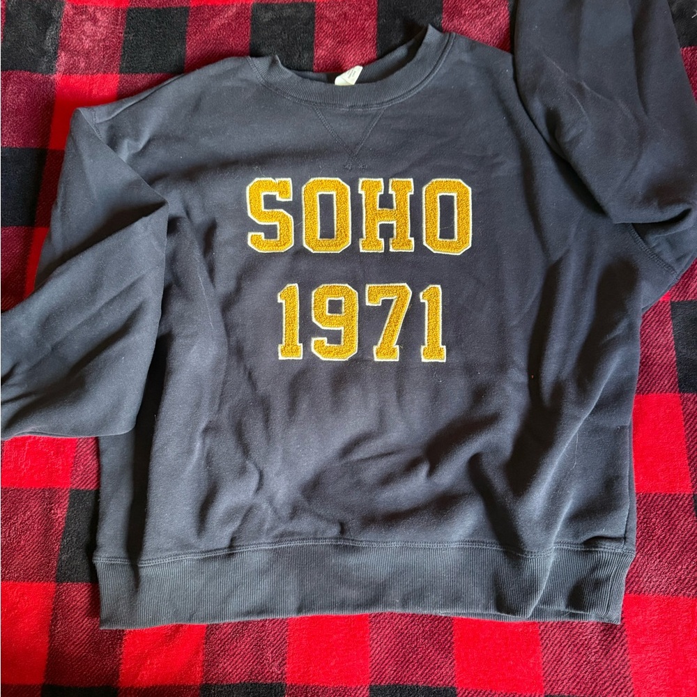 H&M Black Sweatshirt with Yellow 'SOHO 1971' Print